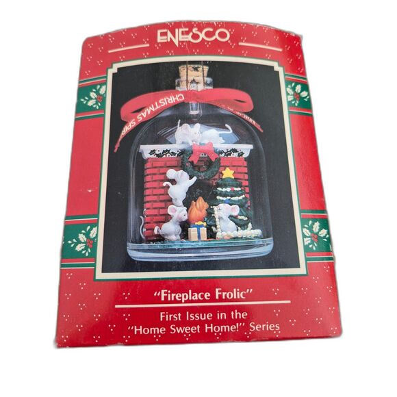 Enesco Other - Enesco Fireplace Frolic Mouse Ornament Vintage 1990 Home Sweet Home 1st Issue